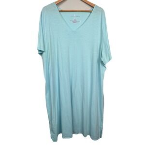 Women's Nightgown Sleep Dress V-Neck Cotton Blend Lightweight Serenada 3X
